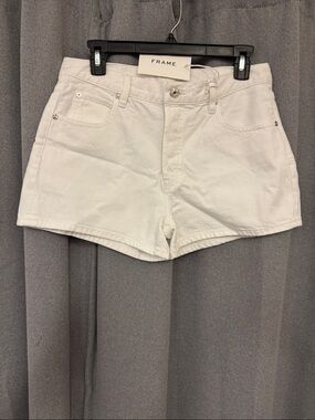 Frame Denim Off-White High-Rise Jean Shorts